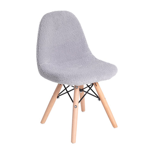 Kid's Padded Armless Faux Shearling Accent Chair with Beechwood Legs in Gray