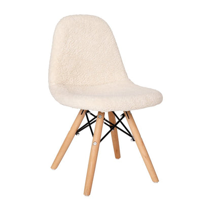 Kid's Padded Armless Faux Shearling Accent Chair in Off-White