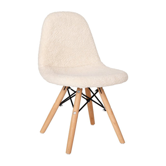 Kid's Padded Armless Faux Shearling Accent Chair in Off-White