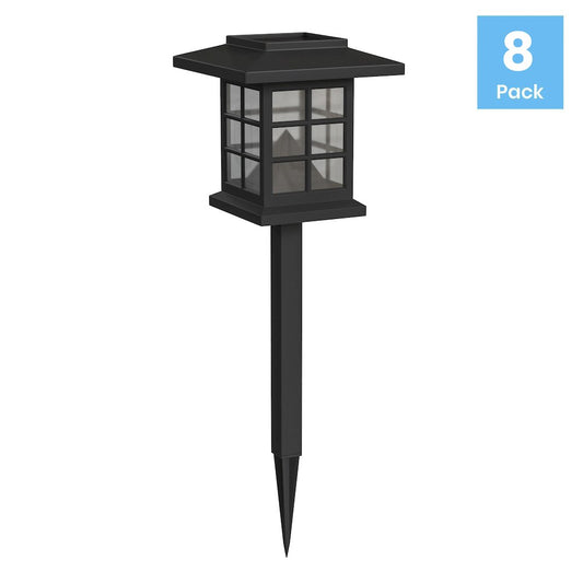 8 Pack Black Lantern LED Solar Lights Weather Resistant Solar Powered Lights