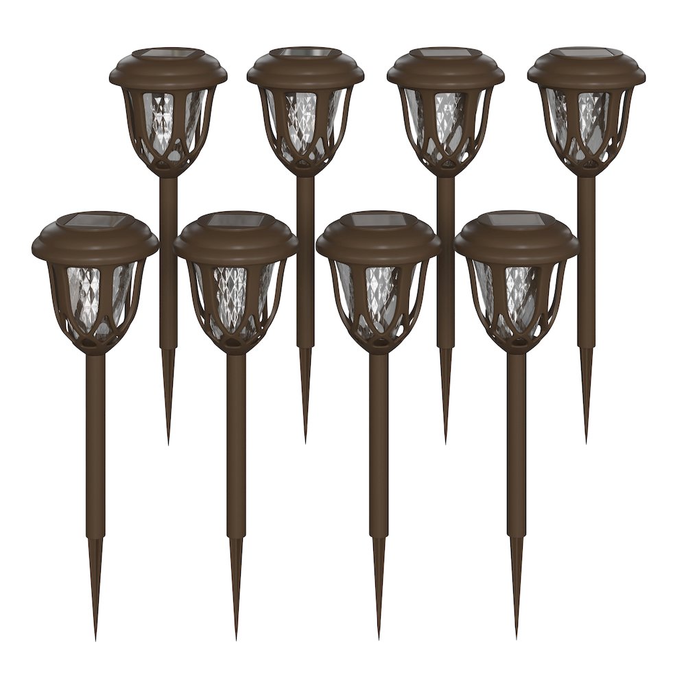 8 Pack Brown Tulip Design LED Solar Lights Weather Resistant