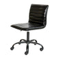 Low Back Armless Black Ribbed Swivel Task Office Chair with Black Frame and Base
