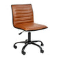 Low Back Armless Brown Ribbed Swivel Task Office Chair with Black Frame and Base
