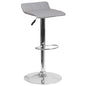 Gray Vinyl Adjustable Height Barstool with Quilted Wave Seat and Chrome Base