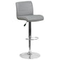 Gray Vinyl Adjustable Height Barstool with Rolled Seat and Chrome Base