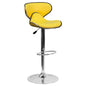 Cozy Mid-Back Yellow Vinyl Adjustable Height Barstool with Chrome Base