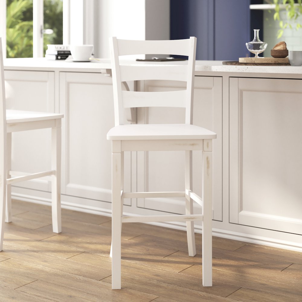Set of 2 Classic Style Commercial Grade Ladderback Bar Height Stools