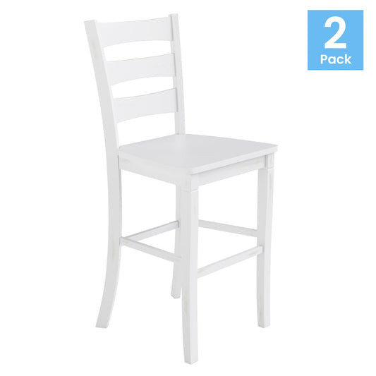 Set of 2 Classic Style Commercial Grade Ladderback Bar Height Stools