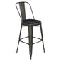 30" High Copper Metal Indoor-Outdoor Barstool with Black Poly Resin Wood Seat