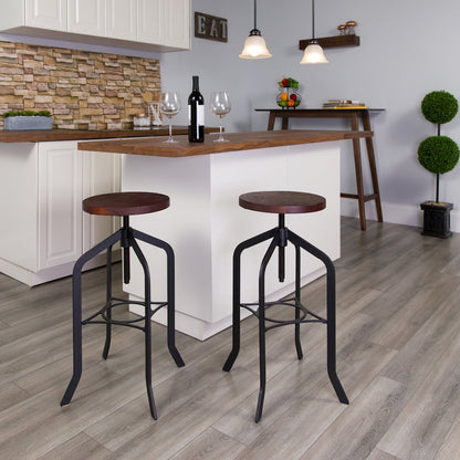 30" Barstool with Adjustable Wood Seat