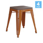 18" Table Height , Stackable Orange Metal Dining Stool, - Set of 4