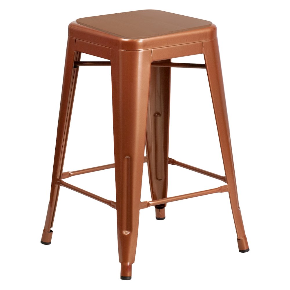 24" High Backless Copper Metal Bar Height Stool