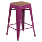 24" High Backless Purple Metal Bar Height Stool