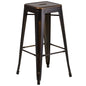 30" High Backless Distressed Copper Metal Indoor-Outdoor Barstool