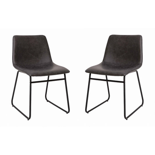 18 in Mid-Back Sled Base Dining Chair in Dark Gray with Black Frame, Set of 2
