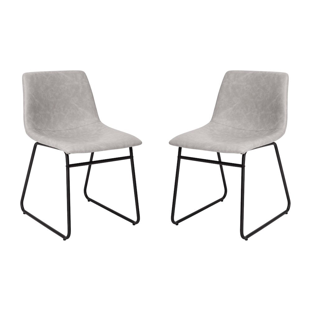 18 in Mid-Back Sled Base Dining Chair in Light Gray with Black Frame, Set of 2