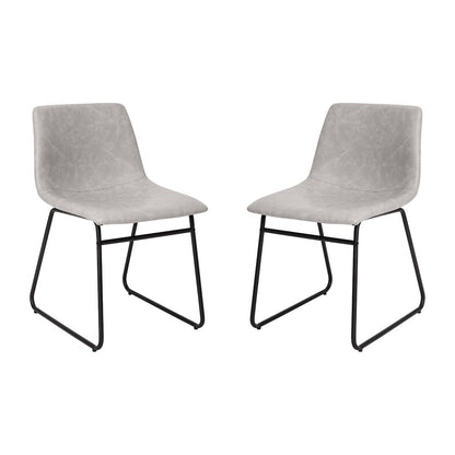 18 in Mid-Back Sled Base Dining Chair in Light Gray with Black Frame, Set of 2