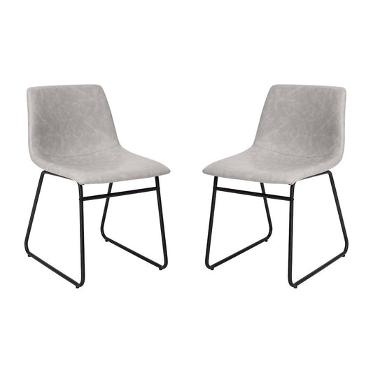 18 in Mid-Back Sled Base Dining Chair in Light Gray with Black Frame, Set of 2