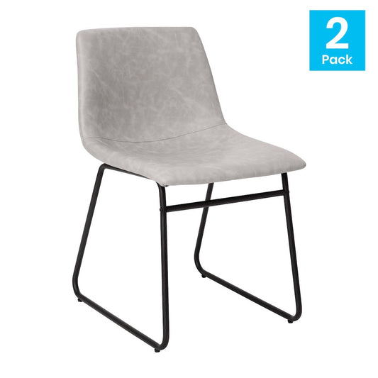 18 in Mid-Back Sled Base Dining Chair in Light Gray with Black Frame, Set of 2