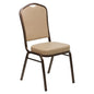 Crown Back Stacking Banquet Chair in Tan Vinyl - Copper Vein Frame