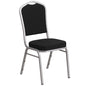 Crown Back Stacking Banquet Chair in Black Fabric - Silver Frame