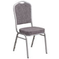 Crown Back Stacking Banquet Chair in Herringbone Fabric - Silver Frame