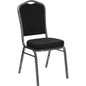 Crown Back Stacking Banquet Chair in Black Dot Fabric - Silver Vein Frame