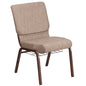 18.5''W Church Chair in Beige Fabric with Book Rack - Copper Vein Frame