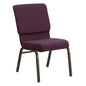 18.5''W Stacking Church Chair in Plum Fabric - Gold Vein Frame
