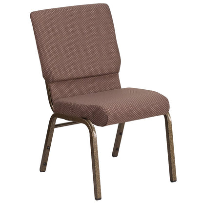 18.5''W Stacking Church Chair in Brown Dot Fabric - Gold Vein Frame