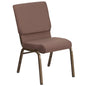 18.5''W Stacking Church Chair in Brown Dot Fabric - Gold Vein Frame