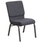 18.5''W Stacking Church Chair in Dark Gray Fabric - Silver Vein Frame