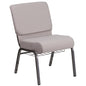21''W Church Chair in Gray Dot Fabric with Book Rack - Silver Vein Frame