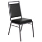 Square Back Stacking Banquet Chair in Black Vinyl with Silvervein Frame