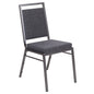 Square Back Stacking Banquet Chair in Dark Gray Fabric with Silvervein Frame