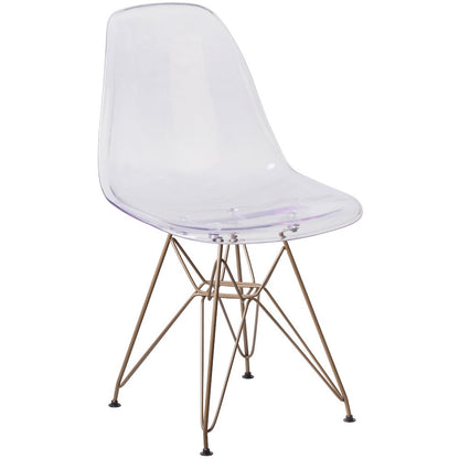 Ghost Chair with Gold Metal Base