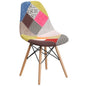 Milan Patchwork Fabric Chair with Wooden Legs