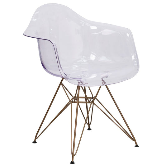 Transparent Side Chair with Gold Base