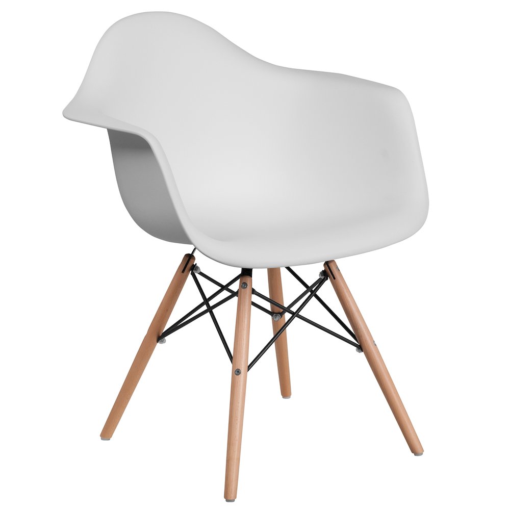 White Plastic Chair with Wooden Legs