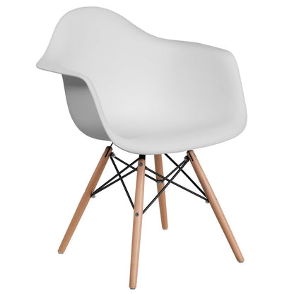 White Plastic Chair with Wooden Legs