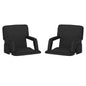 Set of 2 Black Portable Lightweight Stadium Chairs with Armrests