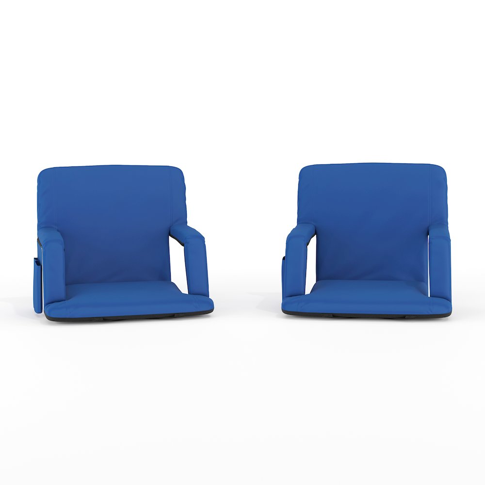 Set of 2 Blue Portable Lightweight Stadium Chairs with Armrests