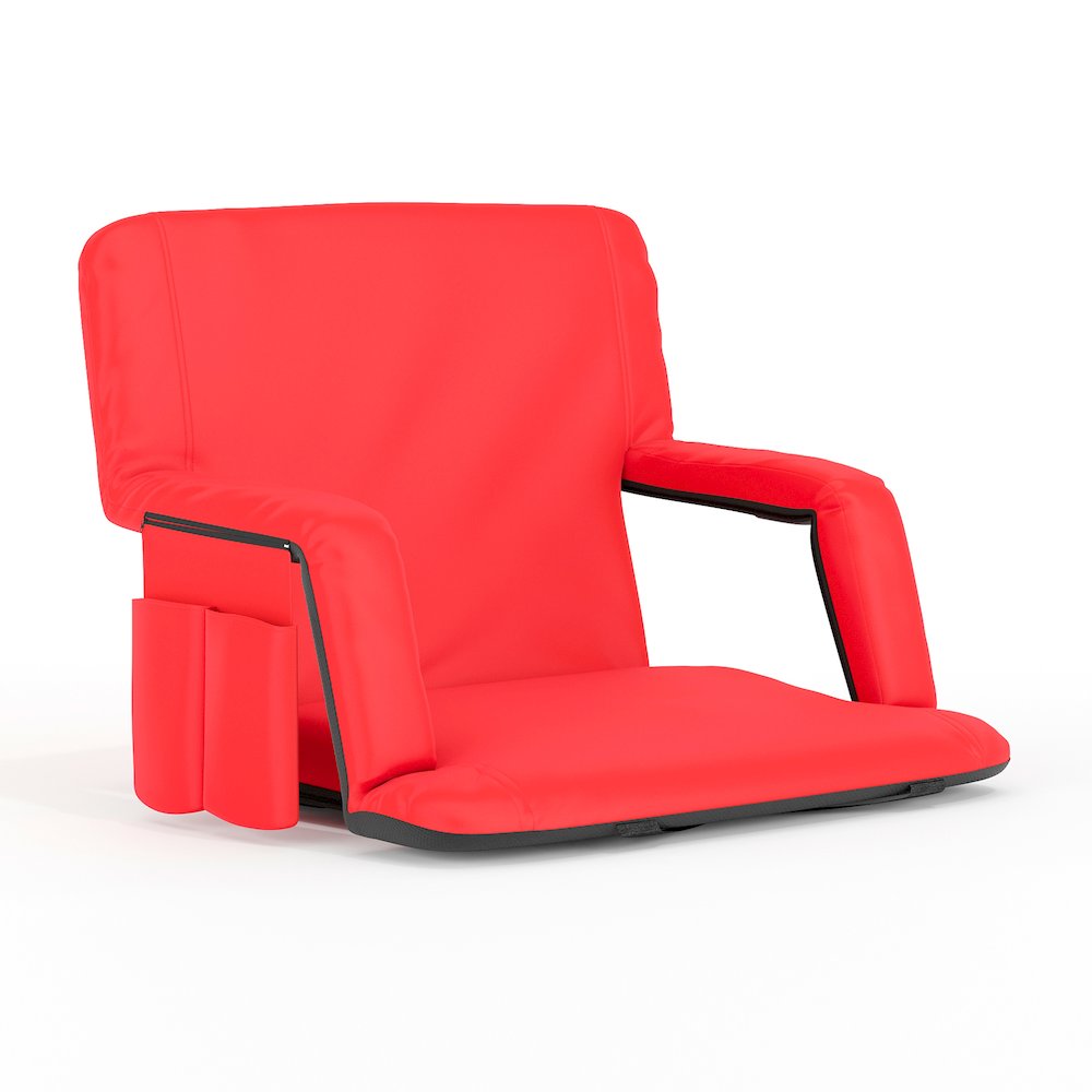 Extra Wide Red Lightweight Stadium Chair with Armrests, Padded Back