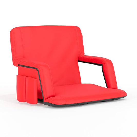 Extra Wide Red Lightweight Stadium Chair with Armrests, Padded Back
