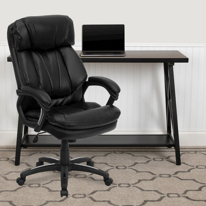 High Back Black Executive Swivel Office Chair with Plush Headrest