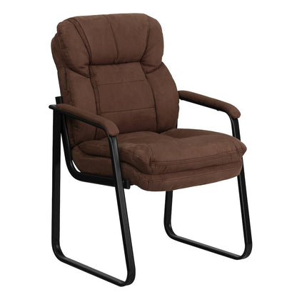 Brown Microfiber Executive Side Reception Chair