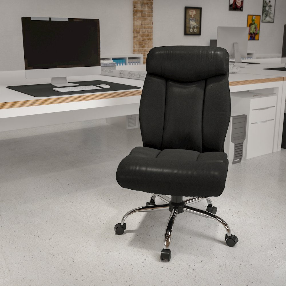 Big & Tall 400 lb. Rated Black Executive Office Chair with Full Headrest