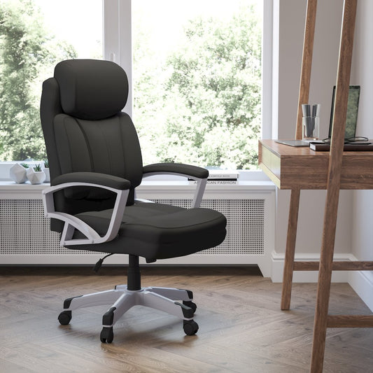 Big & Tall 500 lb. Rated Black Fabric Executive Swivel Office Chair with Arms