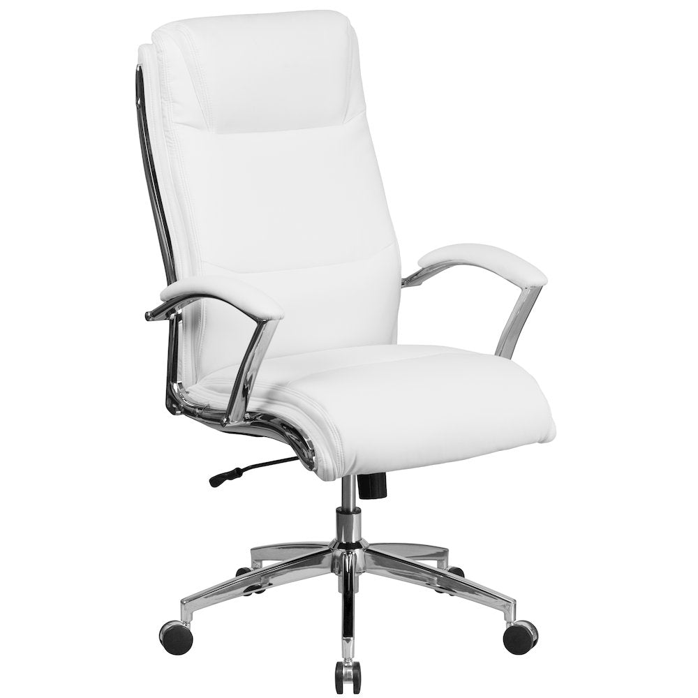 High Back White Smooth Upholstered Executive Swivel Office Chair