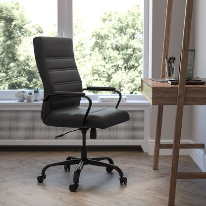 High Back Black Executive Swivel Office Chair with Black Frame and Arms